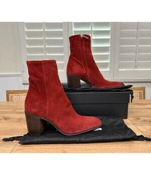 Alessandro Vasini Janis Boot Ruby Red Suede Size 9.5 US 39.5 NIB Luxury Italian